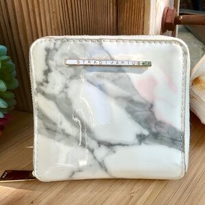 Stradivarius Patent White with Grey and Pink Marbled Wallet Patent Zip Around